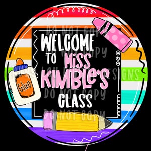Back to School | Teacher Welcome Door Hanger | pencil crayon glue | digital download | Sublimation design hand drawn | Printable | Digital