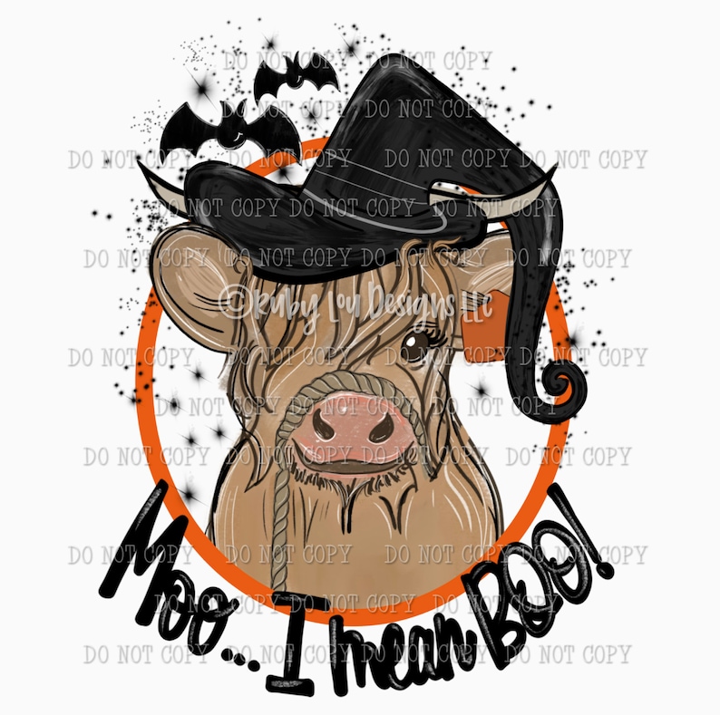 Halloween Highland longhorn Cow | Moo I mean BOO | cute cow | digital download | Sublimation designI Printable Artwork I Digital File 