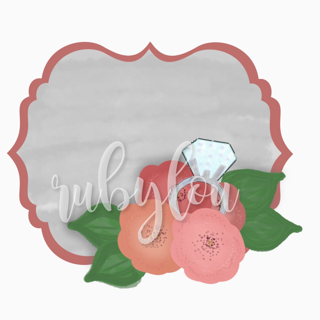Wedding Ring Frame Floral Diamond Bride Engagement Digital Download