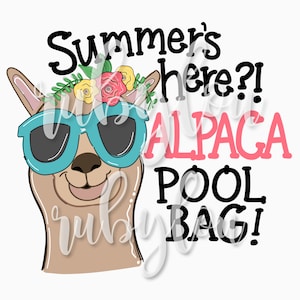 Alpaka-Poolbeutel! Mädchen Alpaka-Sonnenbrillen | Digital-Download | | Mädchen-Sublimationsdatei | Druckbare I Digital File