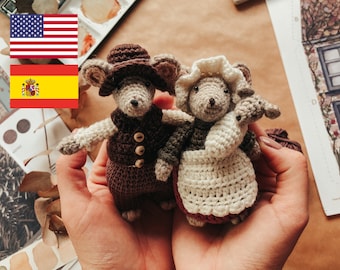 Familia de ratones en crochet, patron de raton, patron amigurumi, raton amigurumi, ingles (US) y español