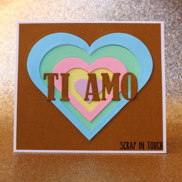 Biglietto d'auguri Amore / Fidanzamento / San Valentino / Anniversario “Cuori Concentrici”