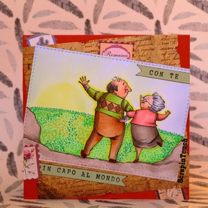 Biglietto di auguri Festa dei Nonni / San Valentino / Amore / Anniversario - Con te in capo al mondo
