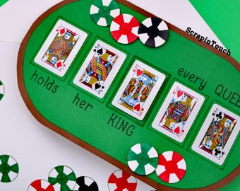 Biglietto di auguri "Poker d’amore” per Ringraziamento / San Valentino / Anniversario / Amore