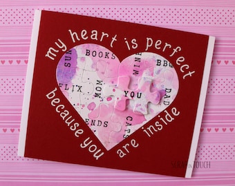 Biglietto d'auguri Amore / San Valentino / Fidanzamento / Anniversario “Puzzle Heart”