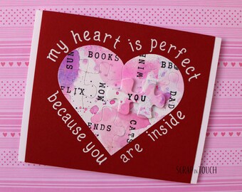 Love/Valentine&#39;s Day / Engagement / Anniversary &quot;Puzzle Heart&quot; Greeting Card