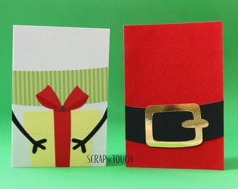 Tarjeta de Navidad "Cinturón de Papá Noel"/"Paquete de regalo"
