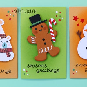 Biglietto di Buon Natale “Orsetti / Pupazzo di Neve / Omino di Pan di zenzero"