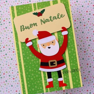 Biglietto di Natale “Babbo Natale con cartello Buon Natale”