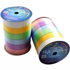 Gift Ribbon Spools 6 x 4.5m Nice Bright Assorted Colours Ribbons