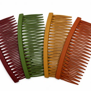 Side Hair Combs | Soft Acrylic Strong Hold Styling Hair Comb | Everyday Hair Essential Accessory 10.6 cm Long Burgundy Rust Coffee Sage