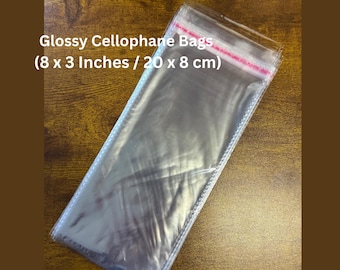 Glossy Cellophane Bags 8 x 3 Inches / (20 x 8 cm)  Perfect for Wedding Confetti Sweets Chocolate Peel & Seal