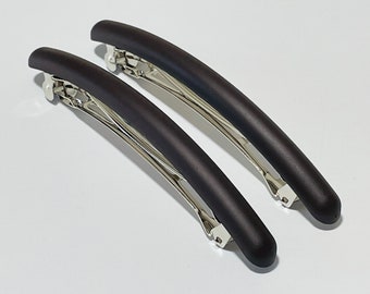 Elegant Brown Barrettes - French Style 10.5cm Hair Slide Clips - Set of 2 Premium Quality Hair Accessories