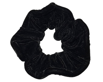 Handmade Scrunchies Extra-Large Black Velvet Hair Scrunchies with Elegant Piped Edging - Hair Accessories