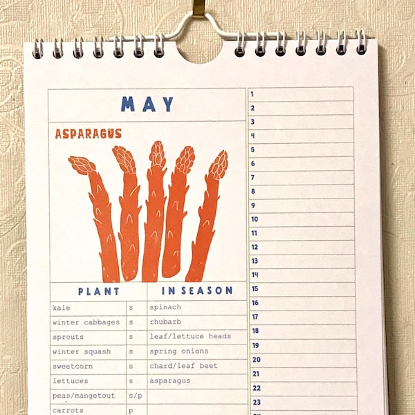 Produce calendar // A5 perpetual seasonal calendar // Fruit and vegetable planner