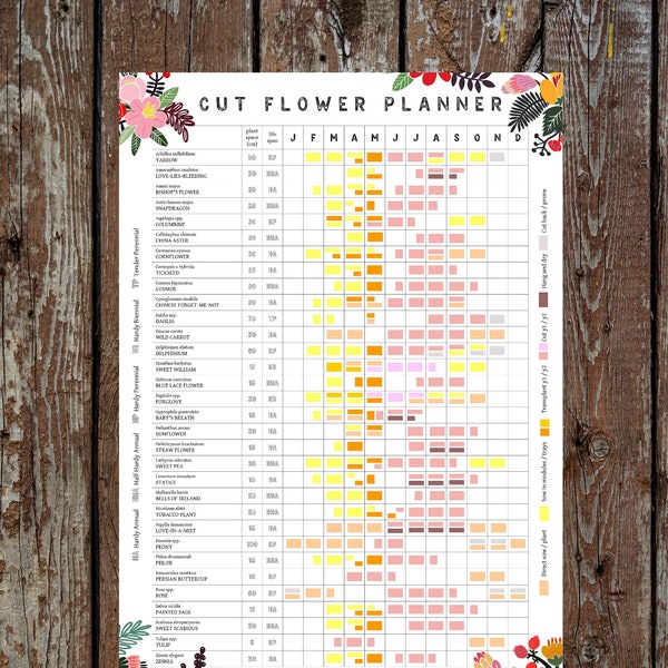 A3 Cut Flower Growing Planner // Allotment and Garden Calendar // Home Grown Floristry and Bouquets