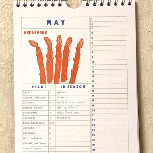 Produce calendar // A5 perpetual seasonal calendar // Fruit and vegetable planner