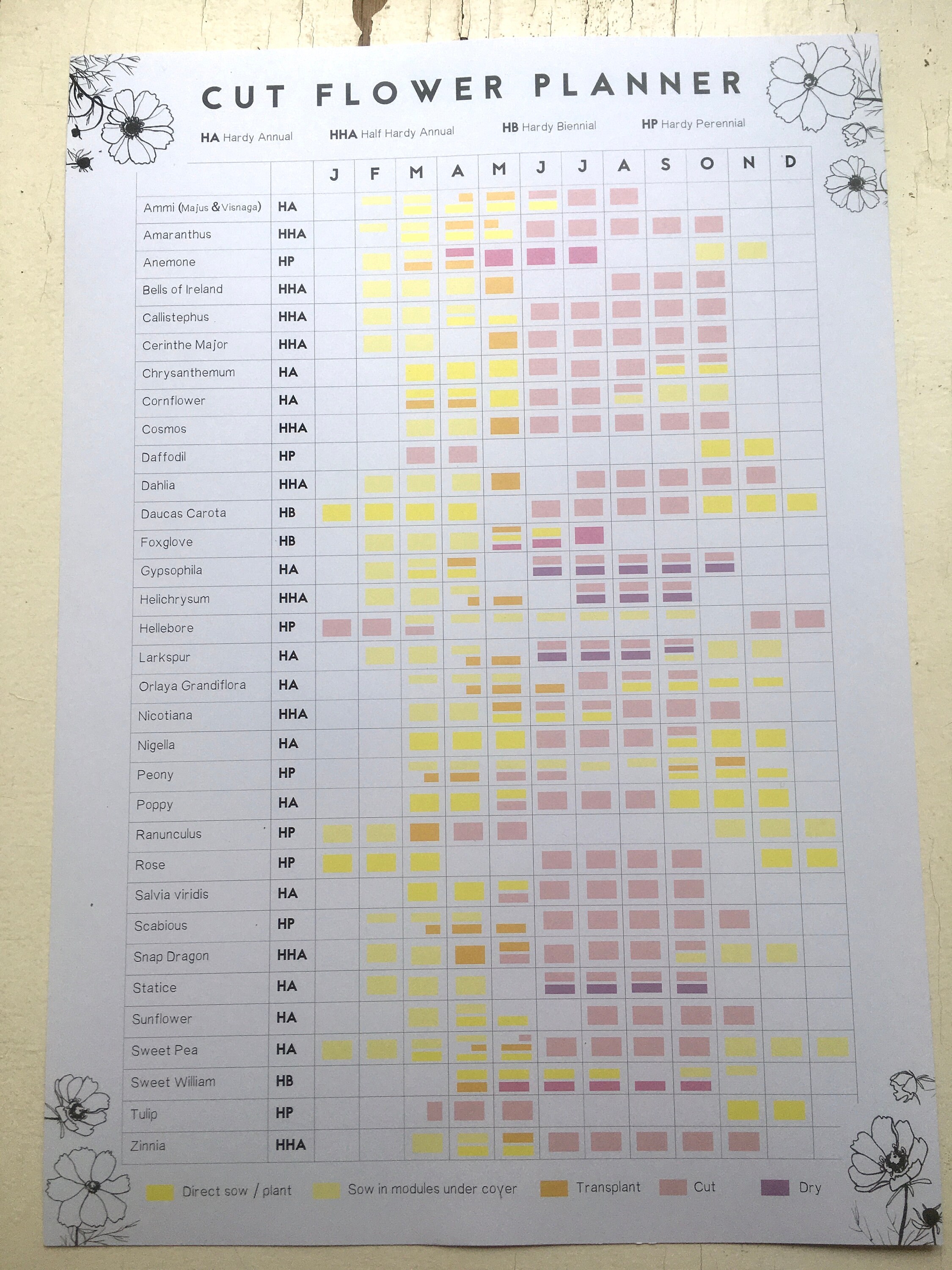 A3 Cut Flower Growing Planner // Allotment and Garden Calendar Etsy