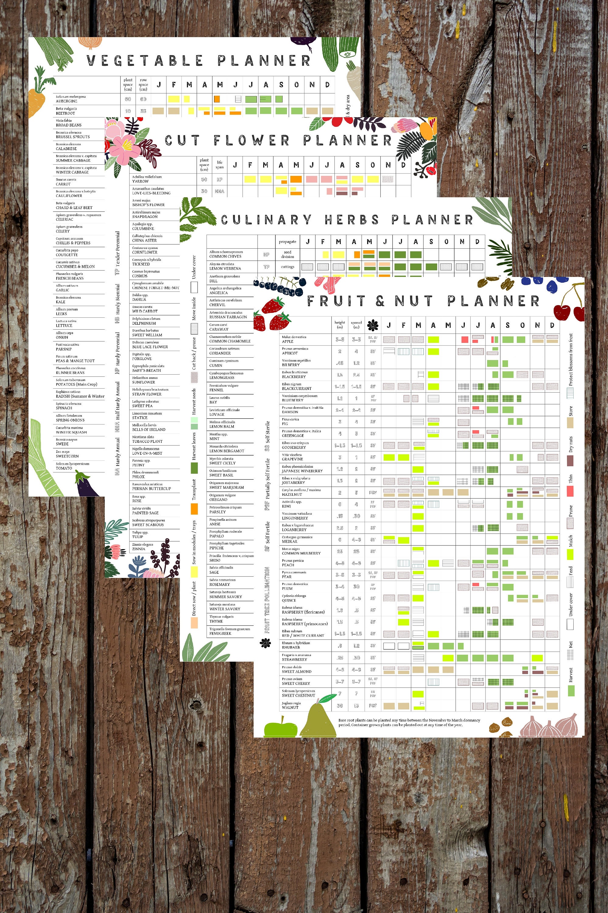 multi-pack-a3-growing-planners-allotment-and-garden-calendars-veg-fruit-herb-and-cut-flower-planting-and-harvesting-year-posters-etsy