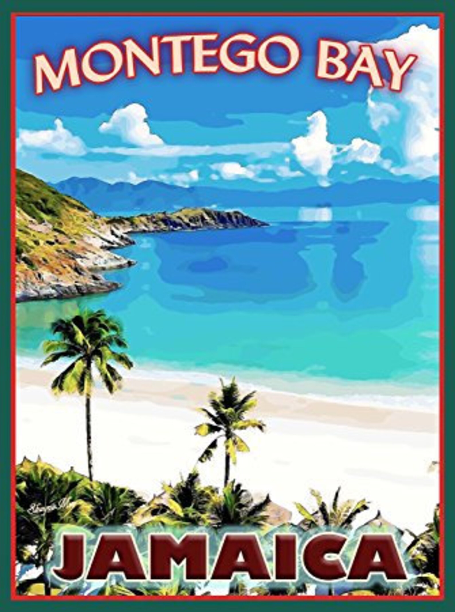 Jamaica Travel Poster Postcards Blank on the Back Ideal for Etsy