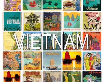 Vietnam Travel Poster Postcards Blank On The Back Ideal For Wedding Guestbook. ~ Sold In Packs Of 25 ~ Printed By Cherished Postcards
