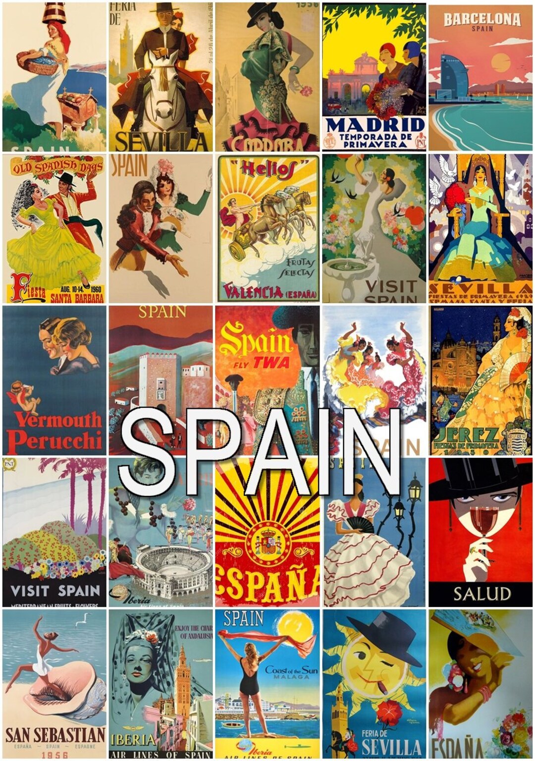 Spain Travel Posters Postcard Blank on the Back Ideal for - Etsy
