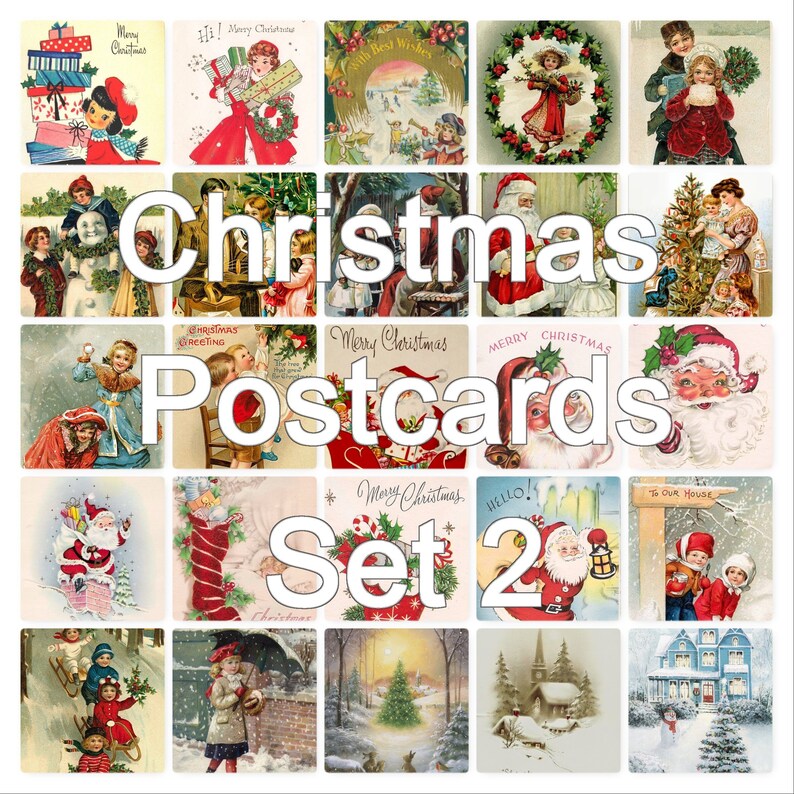 Vintage Christmas Postcards Set 2 Blank on the Back Ideal for Etsy UK