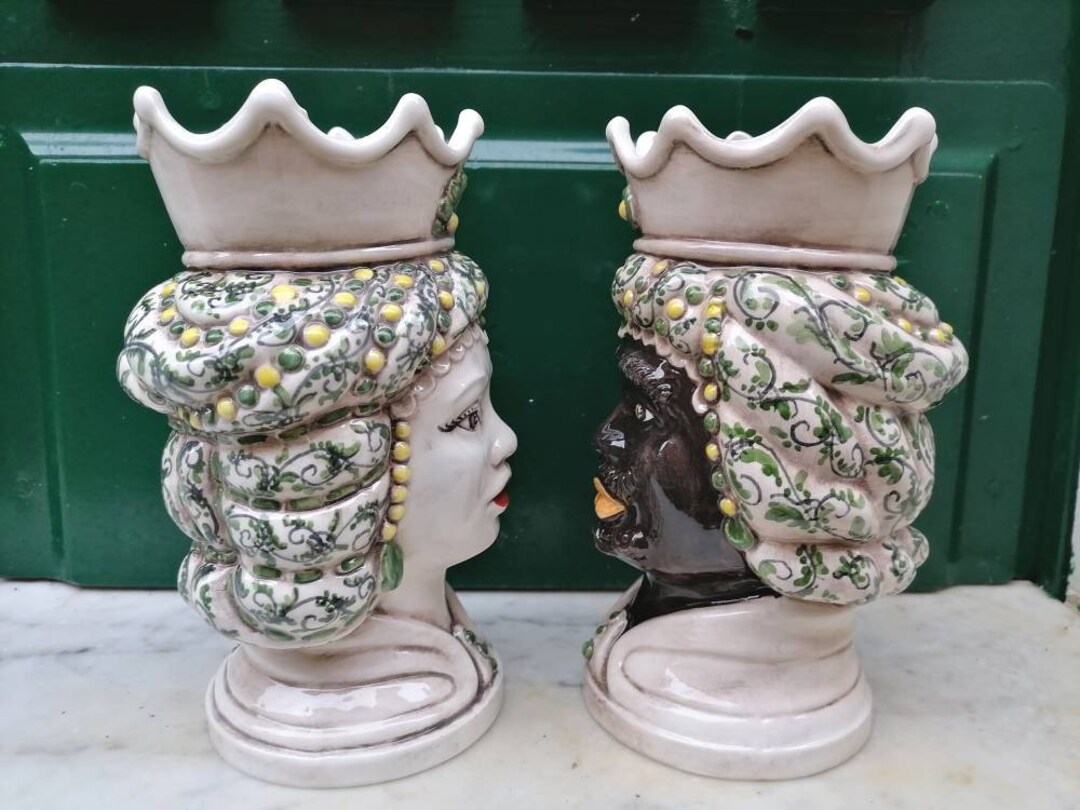 Sicilian Head Vases, Sicilian Head Vases, Sicilian moorish Heads
