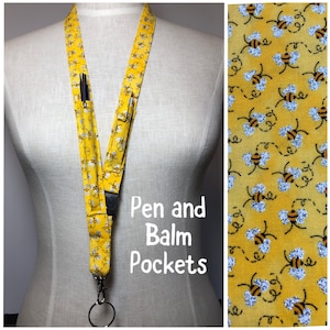 Bumblebee pen and balm pocket Lanyard, pen holder
