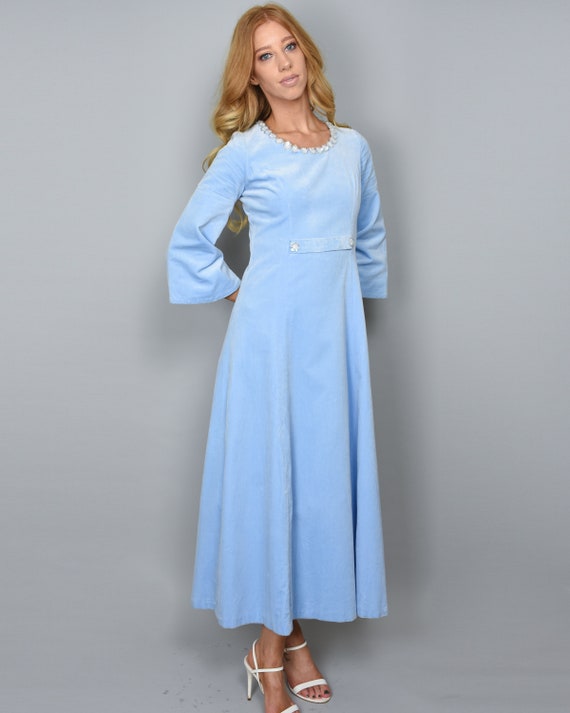 1970s PAVILLON VENDÔME Vintage Dress XS Baby Blue… - image 7