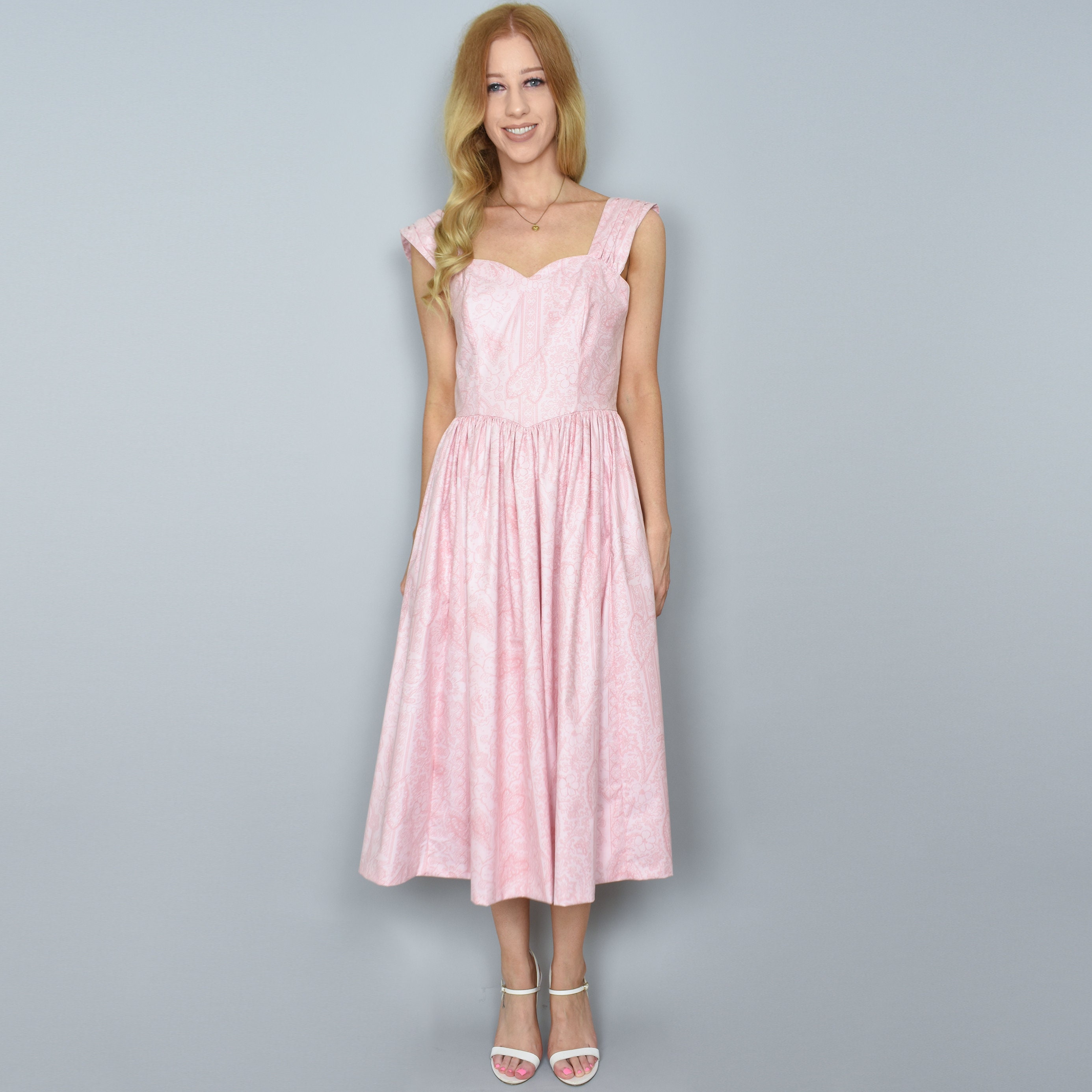 1980s 'spring Grove' Vintage Dress S Pale Pink - Etsy
