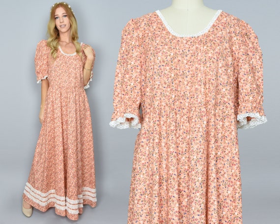1970s 'Avant Garden' Vintage Dress - XL-XXL - Crea