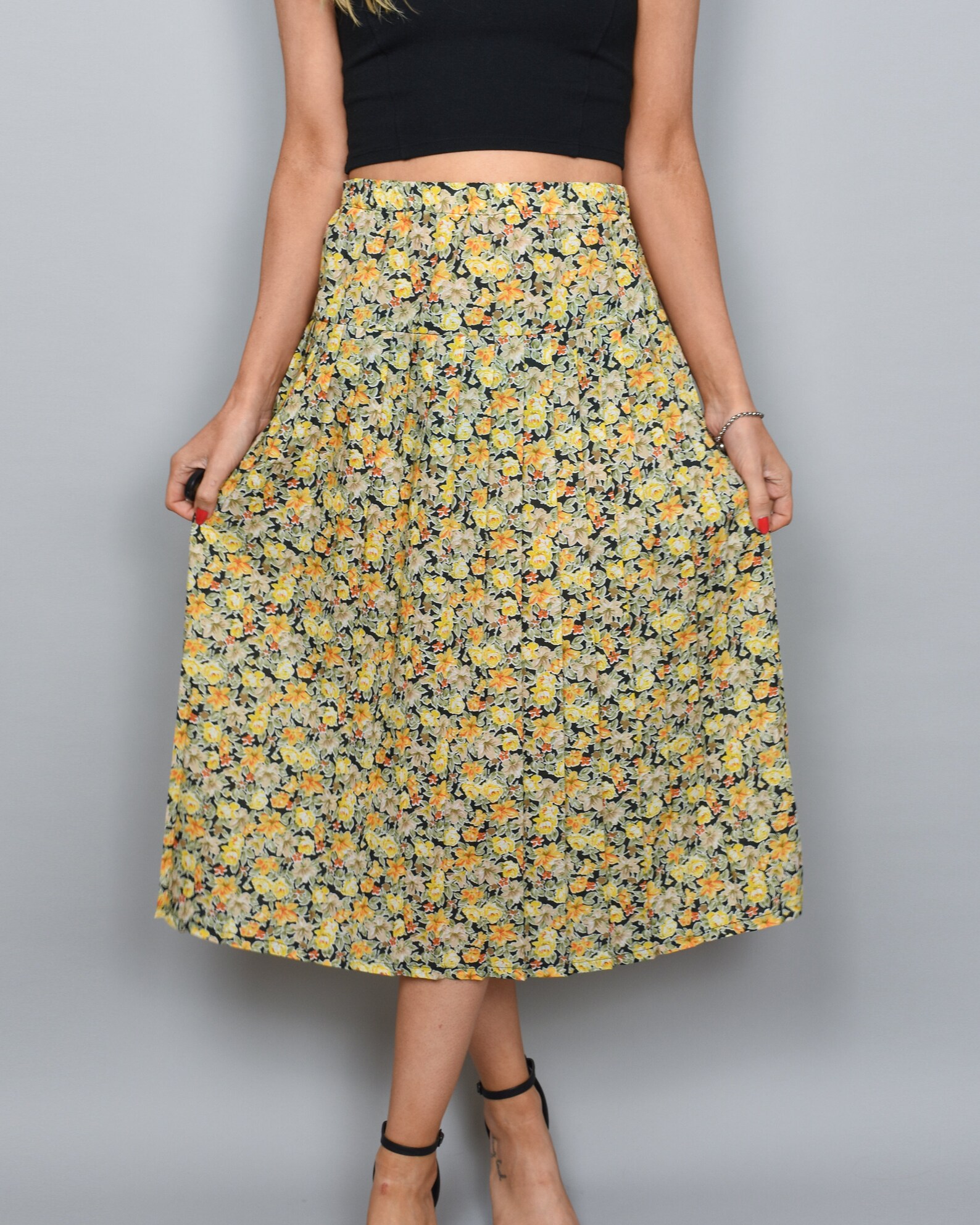 1980s 'dalila' Vintage Skirt L-XL Yellow & Orange - Etsy Australia