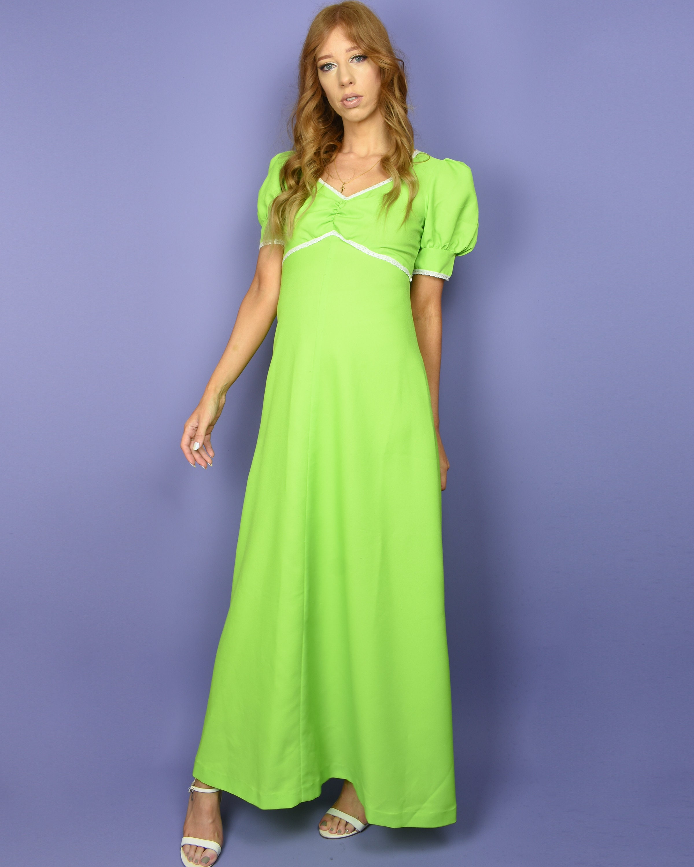 green emerald velvet dress Lilla Cavallo | Lime Green Floral Embroidered Puff Sleeve Mini Dress main image 1