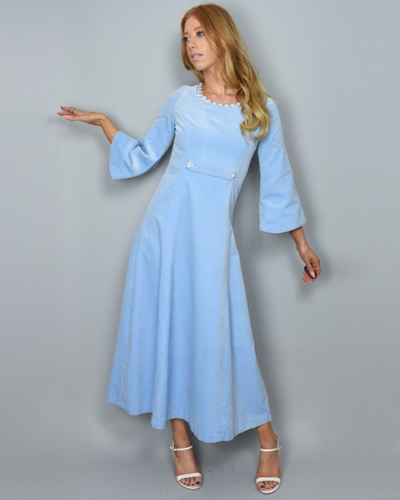 1970s PAVILLON VENDÔME Vintage Dress XS Baby Blue… - image 3