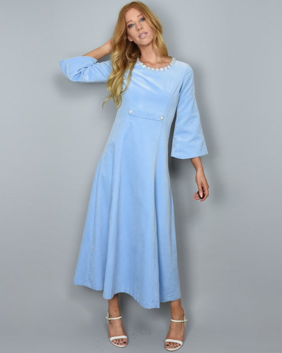 1970s PAVILLON VENDÔME Vintage Dress XS Baby Blue… - image 2