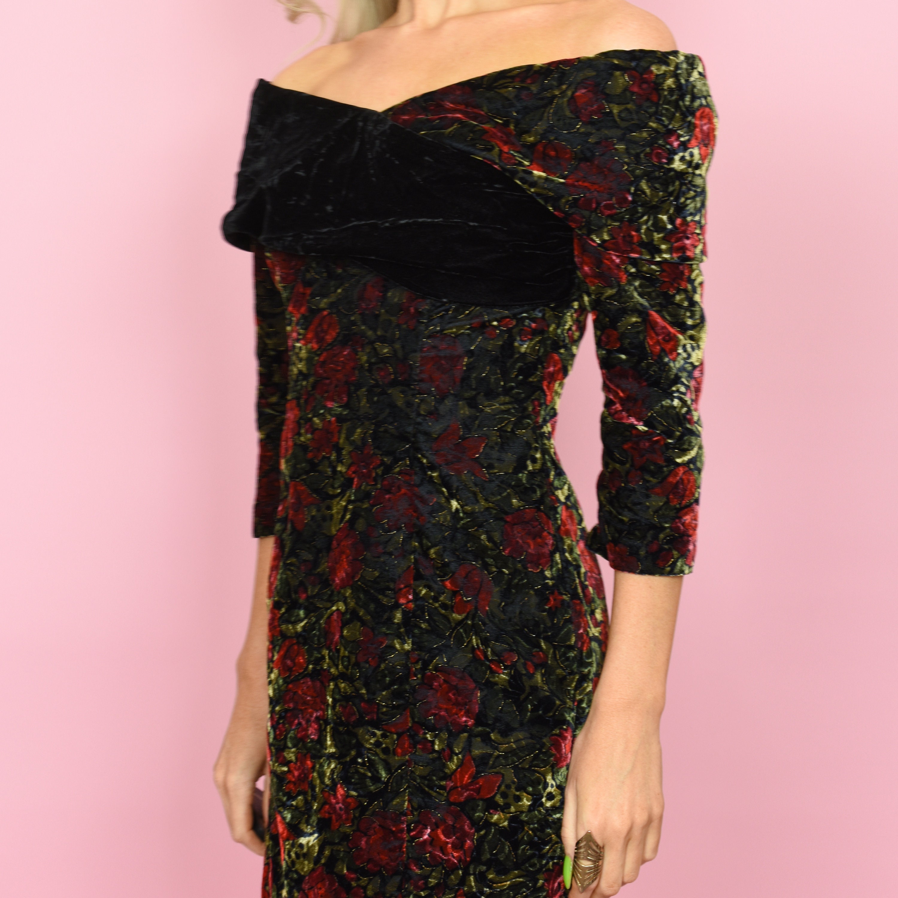 1980s 'frankie' Vintage Dress XXS Velvet Floral - Etsy Australia