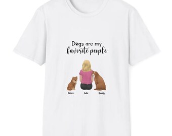 Customizable 'Dogs Are My Favorite People' Ladies T-Shirt - Personalized Dog Lover Tee
