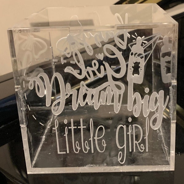 SVG Laser File Baby Girl Acrylic Keepsake Box Glowforge 4 X 4 Acrylic Box