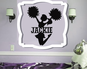 Split Cheerleader SVG: Personalized Wall Sign, Glowforge Laser Cut File (Digital Download)