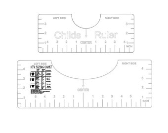 Tshirt Ruler SVG - T-shirt Alignment Tool - HTV Sizing chart- Shirt Placement Guide-Digital Download - GlowForge