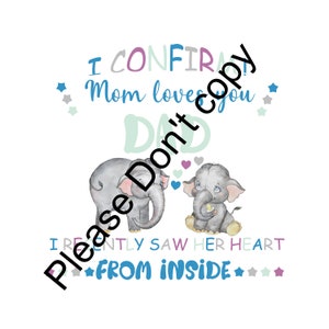 Heartfelt Mom Loves You Dad PNG Fathers Day Gift Elephant Mommy & Baby Digital Design Only image 3