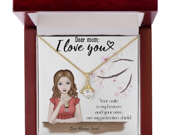 Custom 'I Love You Mom' Necklace - Alluring Gift from Daughter - Personalized Jewelry with Heartfelt Message card-Mother's Day Gift