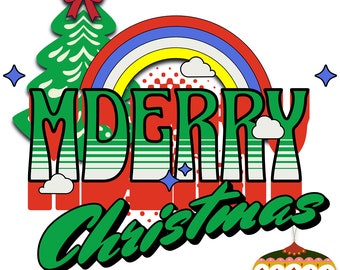 Retro Merry Christmas T-Shirt & Sweatshirt Design - Digital PNG