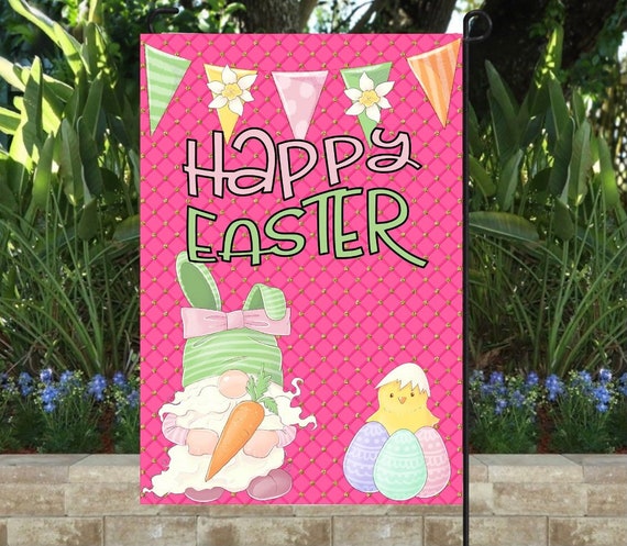Easter Gnome PNG – Spring Garden Flag Sublimation Design (Digital Download)