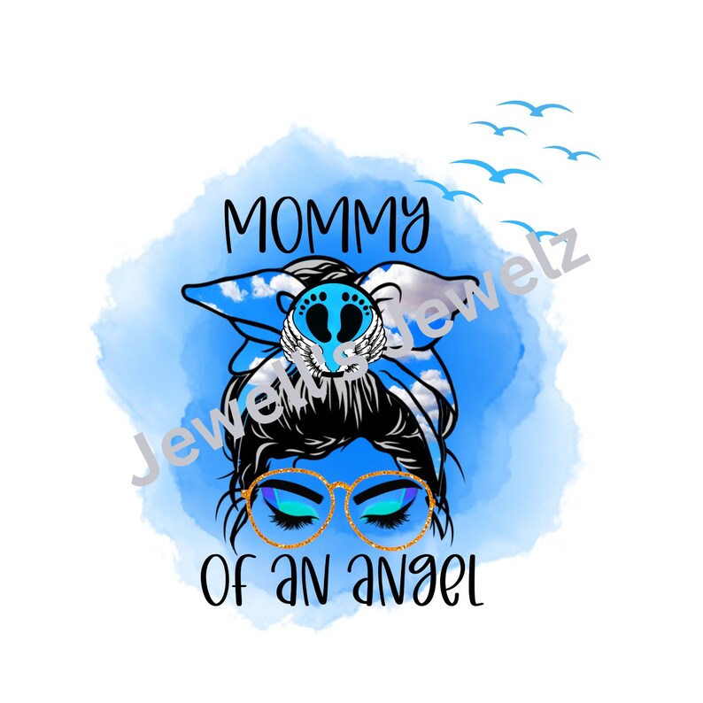 Blue Mommy of an Angel Memorial PNG Bereavement Tshirt for Mother