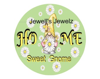 Home Sweet gnome with daisy's on faux shiplap welcome sign png for sub on round unisub, matches home sweet gnome rug (DIGITAL DESIGN ONLY)