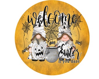 Cute Halloween Gnome Welcome sign png, Fall Design, Sublimation Design, Printable Art, Sublimation Download -not a physical item