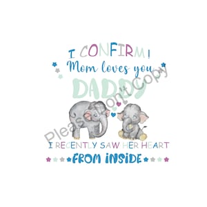 Heartfelt Mom Loves You Dad PNG Fathers Day Gift Elephant Mommy & Baby Digital Design Only image 2