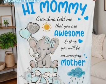 Custom Baby Boy Blanket Gift from Grandma to Mommy-to-Be - Personalized Keepsake for New Mom - Heartfelt Mother's Day Gift